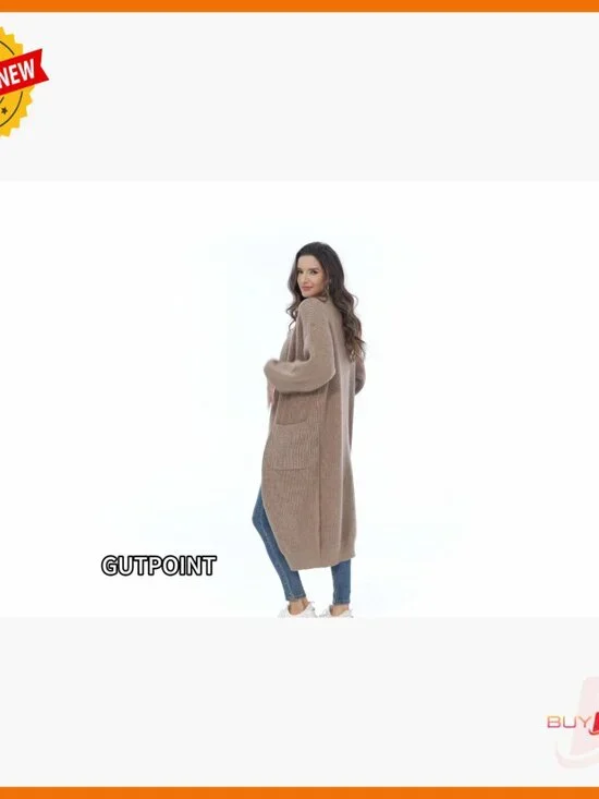 Oversized Cable Knit Cardigan Duster with Pockets Long Sleeve - Picture 6 of 7